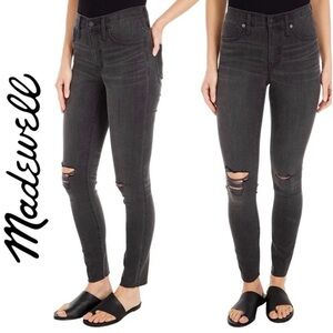 Madewell Distressed 9” Mid-Rise Skinny Jeans - Charcoal